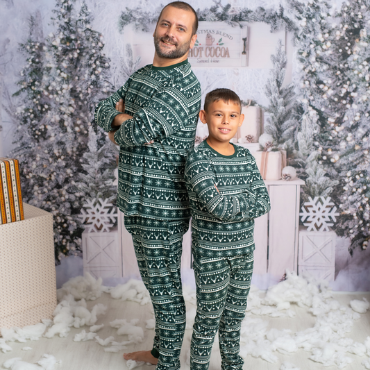 Snowflake Snuggles Forest Biome Christmas MEN 2-Piece PJs